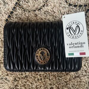 Valentino Orlandi Black Textured Crossbody Bag